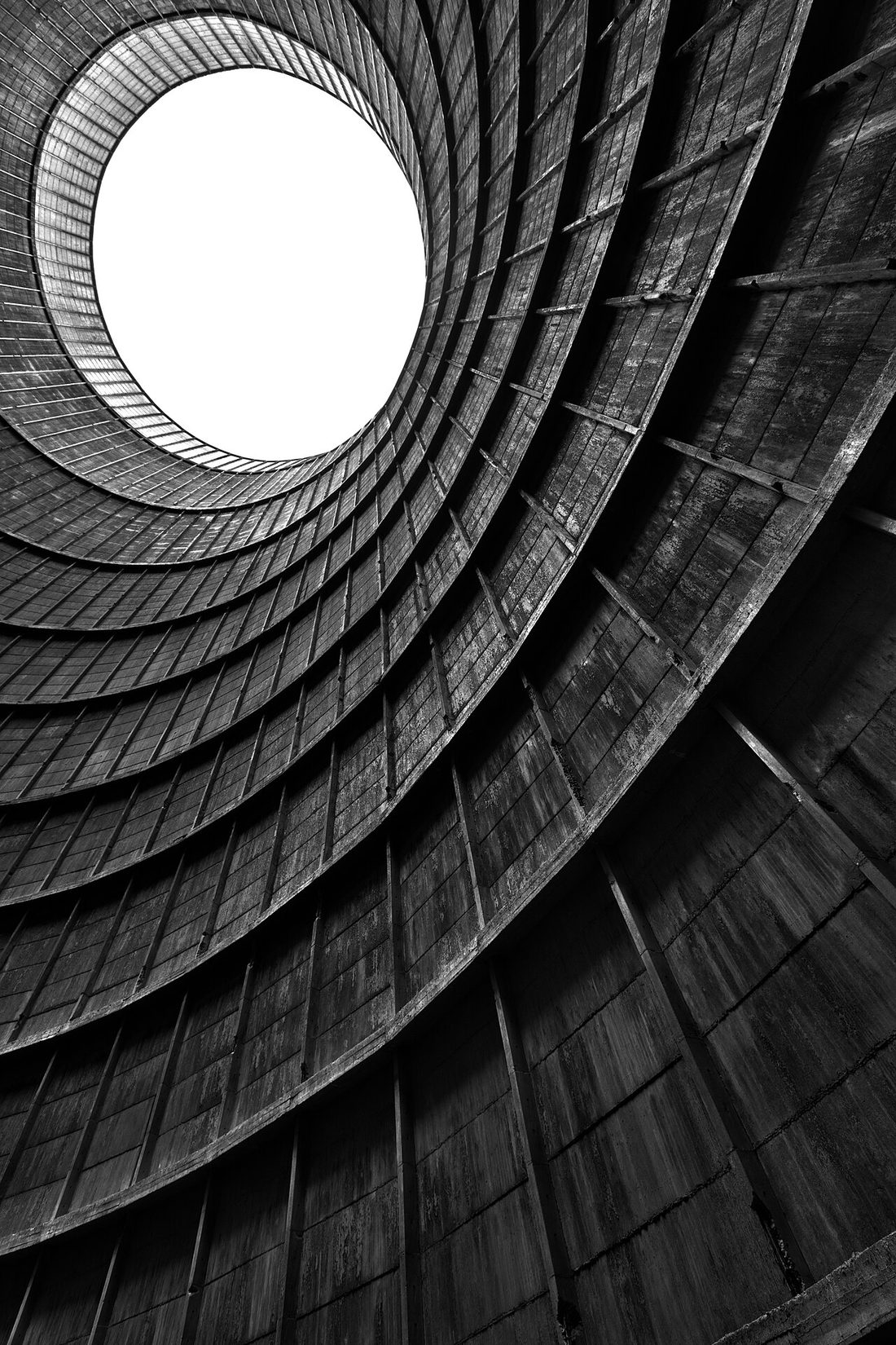 An industrial evaporative cooling tower